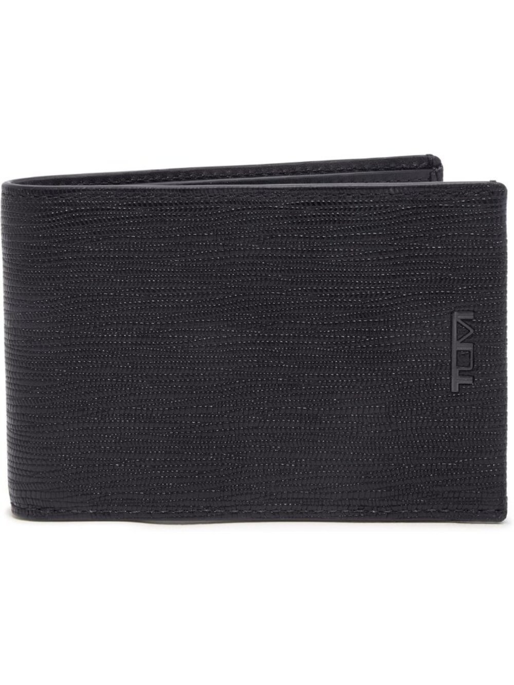Sleek Black Slim Billfold Wallet for Men - Embossed Leather, One Size, Stylish